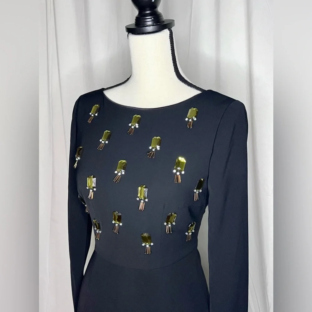 Hoss Intropia Black Long Sleeve Crystal Embellished Mini Dress - Picture 2 of 5